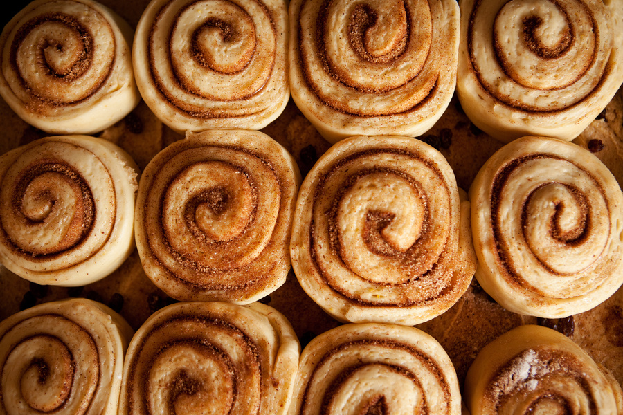 Detailed Raw Close Up View of Cinnamon Buns